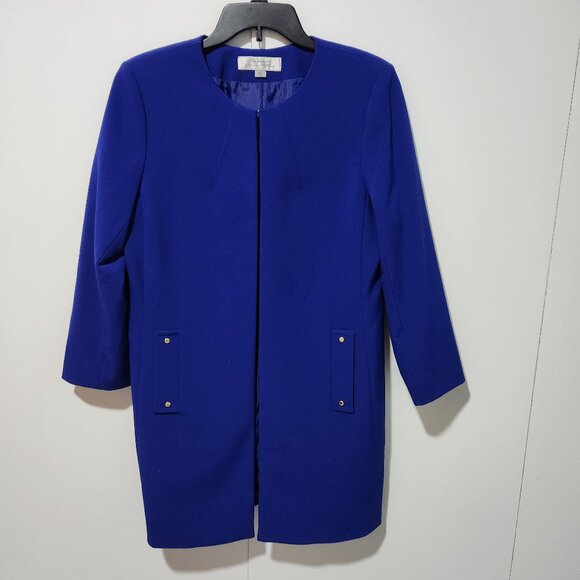 Tahari Arthur S. Levine Royal Blue Long Ponte Classic Jacket Blazer Size 10 - Picture 1 of 6